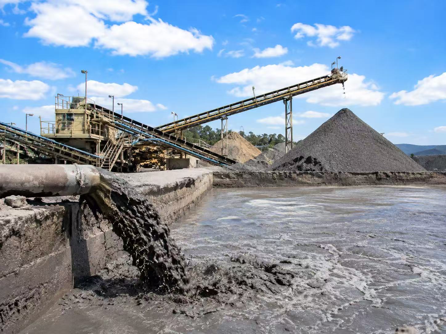 Mine tailings, sand washing and coal washing slurry