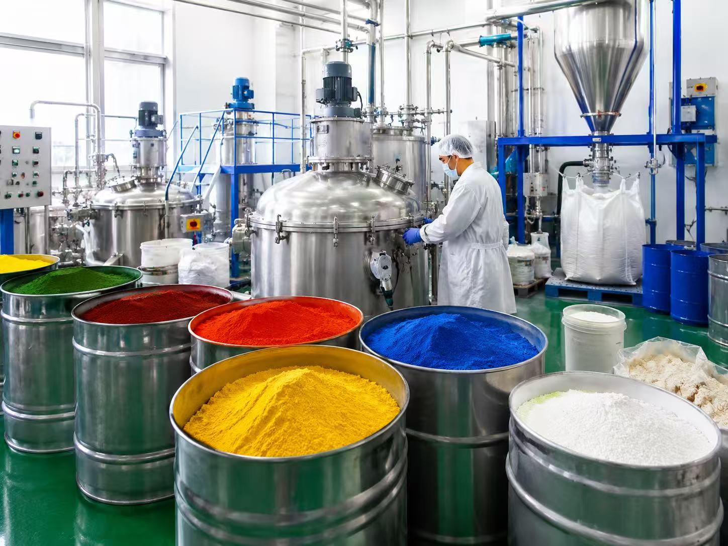 Chemical, pigment and powder materials